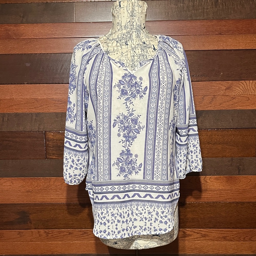 Tantrums Blue and White Floral Blouse
